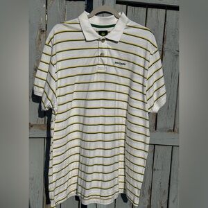 John Deere Striped Polo Shirt XL Men’s X-Large Classic Logo Workwear 100% cotton